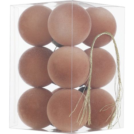 Boules De Noël - Boules En Plastique Flockées - 4 cm - Décoration Arbre De Noël Intérieur Extérieur - Lot De 12 (1/5)
