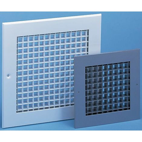 Rs Pro – Grille aération VMC 450 x 450 mm – Aluminium blanc – Configuration volets eggcrate – Largeur de bride 32 mm