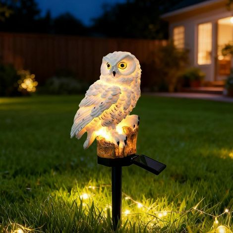 1 Lampe Solaire Hibou, Capteur Lumière, Résistant IP65, Décoration Jardin Terrasse