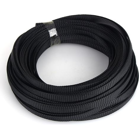 Gaine tressée PET extensible noire 6mm, fourreau câble haute densité, manchon de protection flexible 10m (1/5)