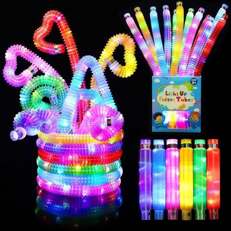 Piucrty 8pcs pop tubes light up for kids birthday party favors small gifts for guests small items party occupation gadgets raffle prizes kids glow sticks (1/4)