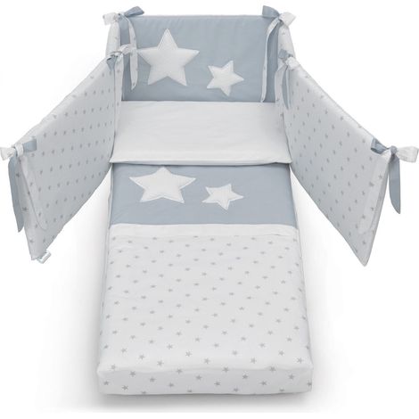 Set lettino Contact Luce Azzurra Design set di lenzuola per neonati cotone made in Italy con federa