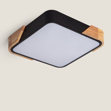 LED-Deckenleuchte 18W Eckig Holz 325x325 mm CCT Wählbar Semi-Dari Schwarz
