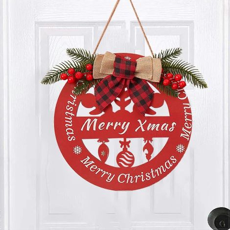 AURA Generisches Weihnachtsdekor, Weihnachtsschild aus Holz mit Feiertagsmotiv, mit stilvollem Bild und festlichen Dekorationen, (Frohe Weihnachten) (1/5)