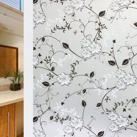 Anti-Peek Window Film, Electrostatic Flower Window Film, 45 cm x 200 cm (1/3)