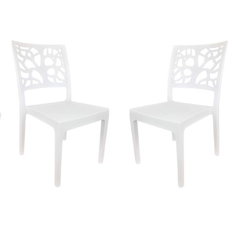 Sedia da bar cucina in polipropilene impilabile TETI Bianco Set 2 (1/5)