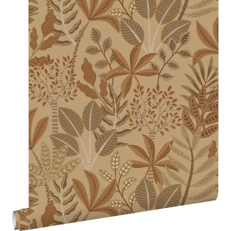 papier peint feuilles cervine et terracotta - ESTAhome