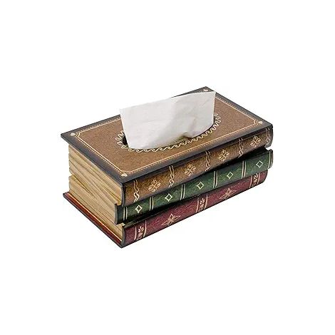 Coffret livre ancien imitation cuir, décoration de table restaurant, boîte décorative rétro européenne, accessoire table bistrot, étui livre vintage pour ambiance chaleureuse. (1/3)
