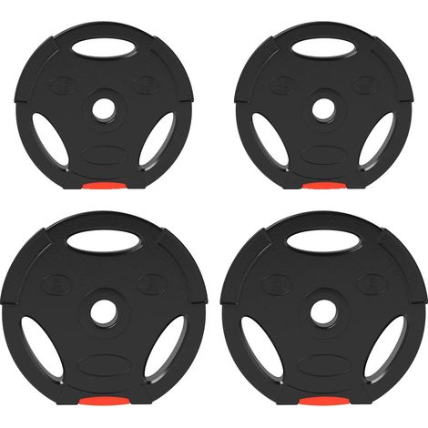 Disques de poids pour haltères, recouverts de caoutchouc, compatibles avec des barres de 25 mm et 30 mm, 2x2,5kg 2x5kg (1/2)