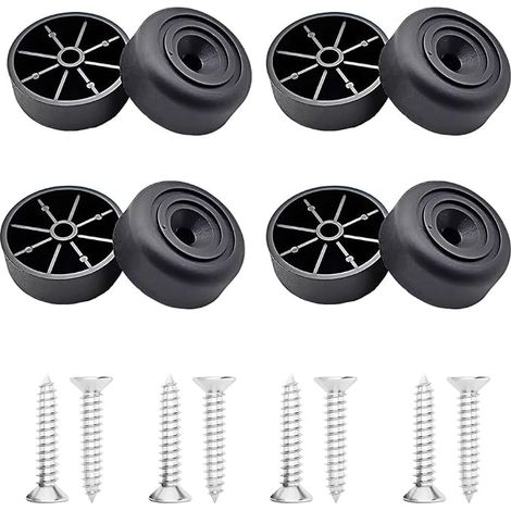 8 Piedini rotondi per mobili - Piedini in plastica nera per mobili, armadi, divani, mobili in legno, sedie (33 x 13 mm) Con 8 M4 x 25 mm (1/5)