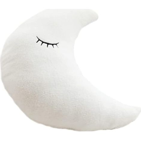 Cojines de peluche suaves con forma de estrella, luna y nube para camas, oficinas, sofás, asientos de coche y fiestas (luna (20,8  11,8) pulgadas (53  30) cm, blanco)