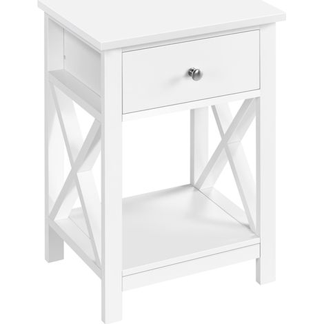 Homevive Mesa Auxiliar Mesita de Noche Blanca con Cajón 40 x 30 x 55 cm para Sofá Dormitorio Sala de Estar Blanco