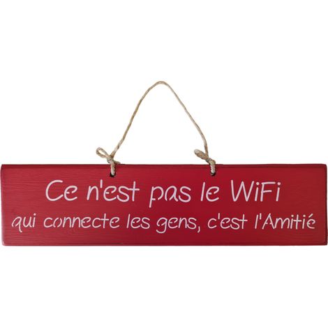 Plaque décorative en bois rouge - Ce n'est pas le wifi (1/2)