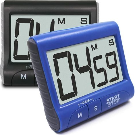 Nazalus - Oferta especial - Paquete de 2 temporizadores de cocina magnéticos digitales con alarma sonora, temporizador de cuenta regresiva con pantalla LCD grande y soporte/clip, temporizador de cuent (1/5)