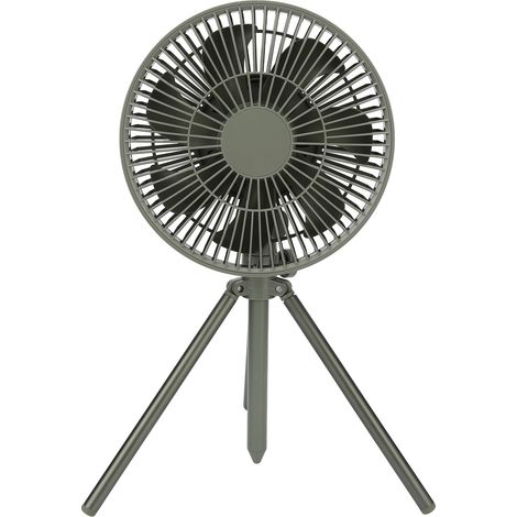 Ventilateur de camping portable rechargeable par USB, ventilateur de bureau avec trépied pour une utilisation intérieure et extérieure, vert olive.