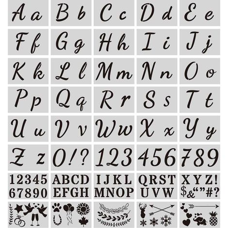 Pochoir Lettres - 40 Pièces Pochoirs Réutilisables en PET avec 128 Motifs (Lettres Majuscules/Minuscules, Chiffres, Symboles) - Pour Peinture, Spray, Dessin sur Mur Bois Tissu Métal (1/5)