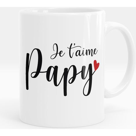 Mug - Tasse personnalisée - Je t'aime papy - Mug Noir (1/5)