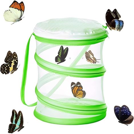 Cage À Insectes Pliable - 1 Unité - Maille Respirante - Observation Scientifique - Jardin Et Camping - 14x18 Cm Vert