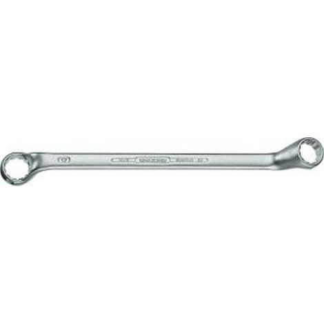 Llaves poligonales dobles, anillo contra acodado, Acero de cromado-vanadio 31CrV3, lado e/planos : 41 x 46 mm, Largo 485 mm