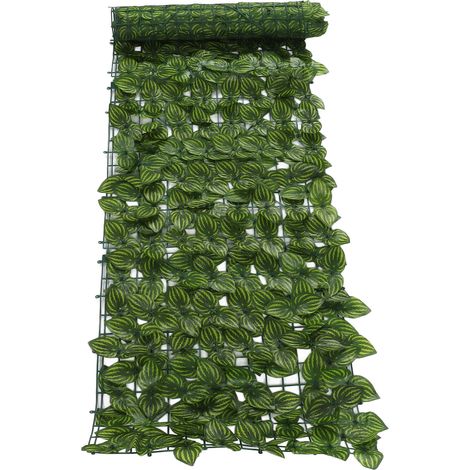 Haie artificielle de feuilles empêchant la chute des feuilles, écran de protection décoratif pour balcon et jardin, motif feuille de pastèque en couleur, 0,5 x 3 mètres (1/5)