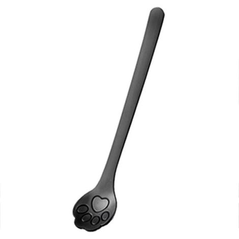 Cuillère à long manche en acier inoxydable, cuillères à thé créatives pour crème glacée, café, soupe, thé et cocktails QAVBlackCat Paw A (1/4)