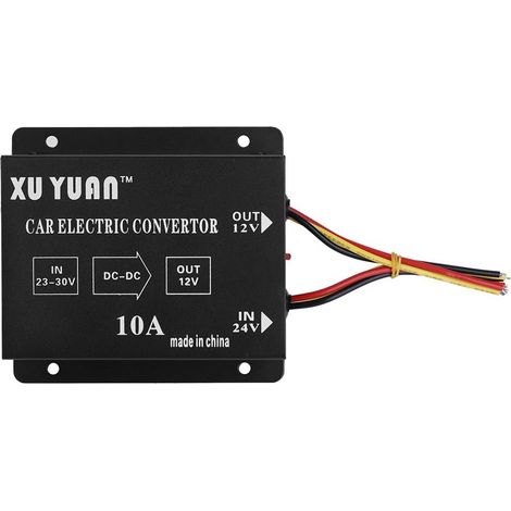 Convertisseur Tension DC 24 V vers 12 V - 10 A - 120 W - Pour Véhicule Camion - Noir (1/5)