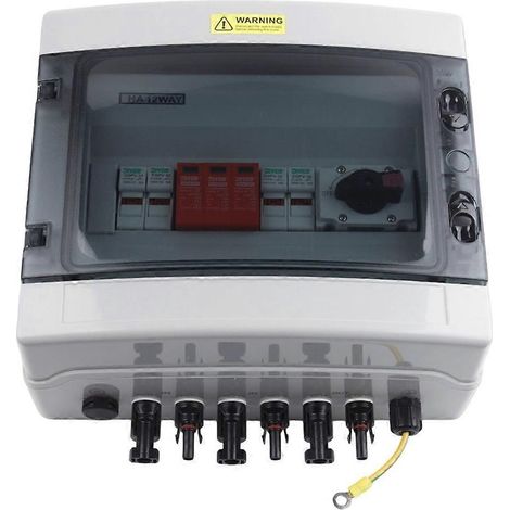 Photovoltaik-Gleichstrom-Anschlusskasten mit 2 Eingängen und 1 Ausgang, 1000 V, IP65 wasserdicht und regendicht, mit Schutz durch Miniatur-Leistungsschalter und Überspannungsableiter. (1/5)