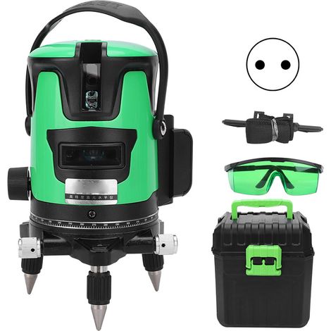 Niveau laser vert 3 lignes 360° rotatif avec auto-nivellement AC100-240V, outil de nivellement à faisceau (1/5)