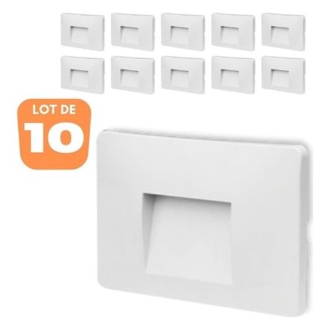 Lot de 10 spots LED mural VEKTAB3 carré blanc 3W 3000K IP65