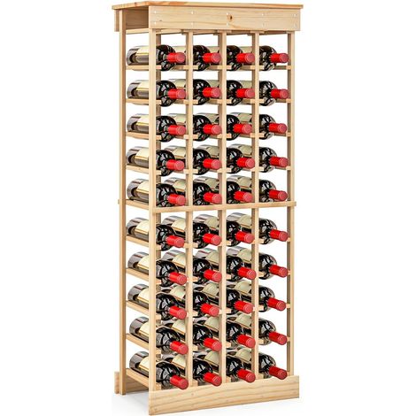 COSTWAY Portabottiglie di Vino, Scaffale per 40 Bottiglie di Vino in Legno di Pino, Cantinetta Porta Vino, 113 x 46 x 27,5 cm (1/5)