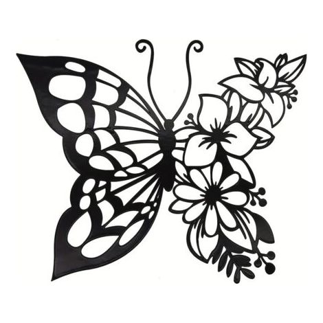 Sollbry Décoration murale en métal en forme de papillon – Sculpture murale en métal à suspendre – Sculptures murales de papillon – Pour salon, chambre à coucher, bureau, hôtel – Noir (1/5)