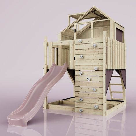 PolarPlay Kids Scandinavian Style Climbing Platform & Garden Playhouse with Slide - Astrid Rose (1/5)