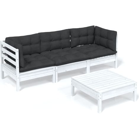 Muebles de jardín 4 pzas con cojines madera pino gris antracita vidaXL (1/5)