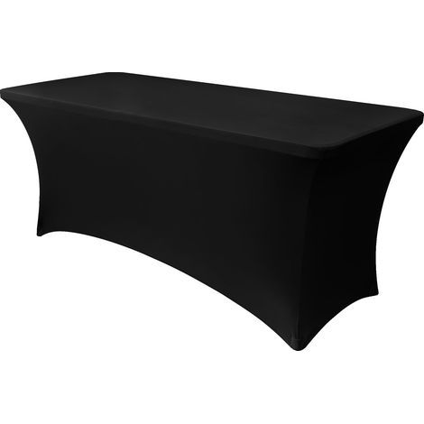 Housse de table en Spandex pour table de 6 pieds – Nappe rectangulaire ajustée – Nappe noire pour table pliante, idéale pour anniversaires, mariages et banquets – Dimensions : 72 x 30 pouces (1/5)