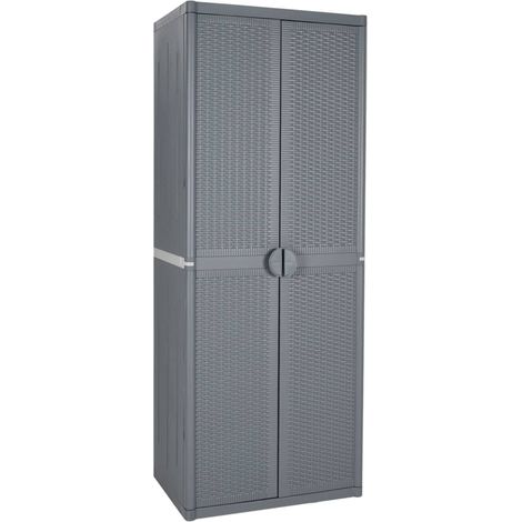 Gartenschrank Grau 65x45x172 cm PP Rattan