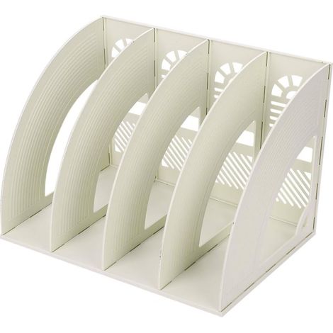Rangement Bureau Organisateur de Bureau Table en Plastique 4 Compartiments DIY Porte-revues Magazines Casier de Stockage Support pour Papier A4 Document Dossier Magazine Cahier CD Livre