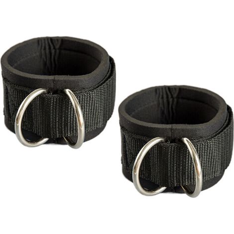 1 Paire De Sangles De Cheville Pour Les Rebonds De Machine À Câble - Noir + Argent, Les Entraînements De Fessiers, Les Exercices Du Bas Du Corps - Sangles De Jambe Réglables Avec Rembourrage En Néoprè
