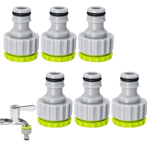 6 Pièces Raccord Robinet Universel Fileté Femelle, 2-en-1 Adaptateur Robinet Tuyau Arrosage, Robuste et Durable Adaptateur Tuyau Arrosage, Raccord Tuyaux D'arrosage pour Jardinage (1/5)