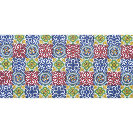 Tappeto passatoia fantasia made in Italy antiscivolo lavabile aderente Maiolica multicolor 50x100cm - Multicolor (1/3)