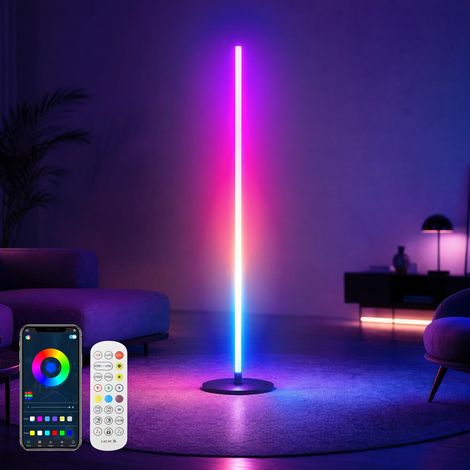 Lampadaire LED pour salon, intensité variable, 120 cm, avec télécommande et application, 16 millions de couleurs, 200 modes de scène, modes musicaux, mode bricolage pour salon et (1/5)