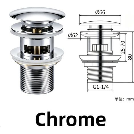 (Chrome With Hole)Bathroom Basin Sink Brass Pop Up Drain Waste Stoppers With or Without Overflow Hole Washbasin Bathroom Faucet Accessories (1/4)