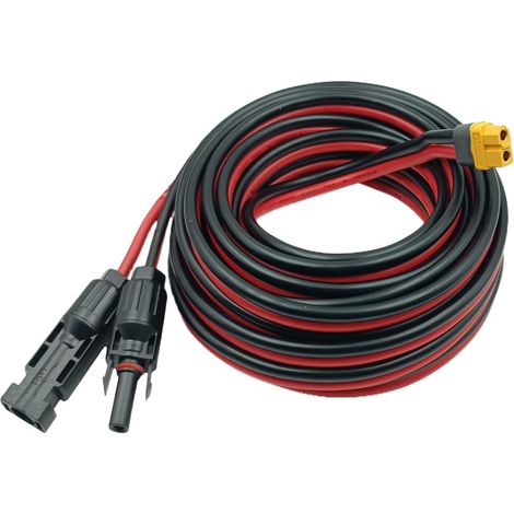 Câble solaire sur adaptateur XT60 Câble solaire 10AWG Câble de panneau solaire compatible avec River Delta Series Powerstation portable Panneau solaire (10AWG 7,62M) (1/5)