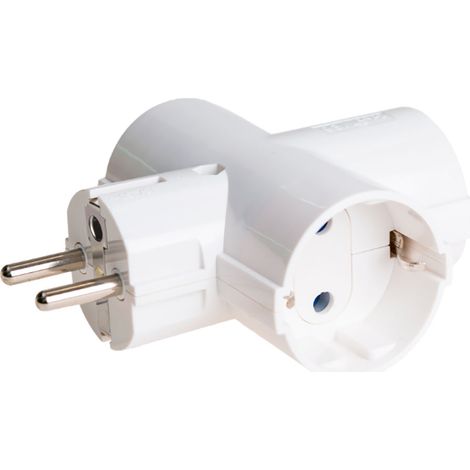 Adattatore Schuko Triplo 2p+t 16a 250v Bianco