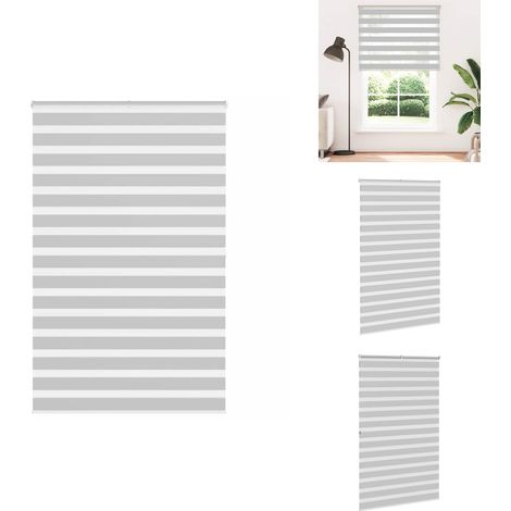 Store zèbre gris clair largeur du tissu 135,9 cm polyester - Store Zébré - Stores Zébrés - Store À Enrouleur Zébré - Double Store À Enrouleur (1/5)