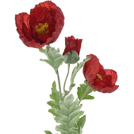 EVERLANDS Riesenmohn Rot 2 Blüten & 1 Knospe Ø 12 cm 106 cm - Kunstblumen (1/2)