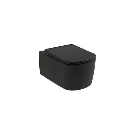Kludi Resa S - Wand-WC mit SoftClose-Sitz, Rimless, Spiralflush, mattschwarz 27WCSET39