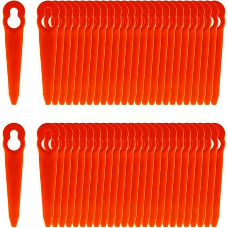 100 lames plastique ultra-minces orange L83. Pour tondeuses spécifiques, coupe nette et précise. (1/5)