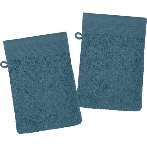 Lot de 2 gants de toilette 15 x 21 cm Lilas bleu pétrole (1/3)