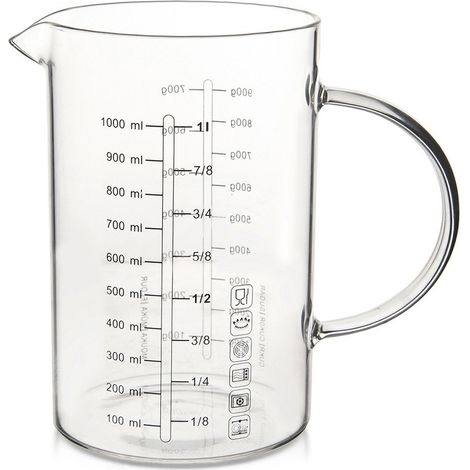 Vaso medidor de vidrio para cocina de 1 litro (1/5)