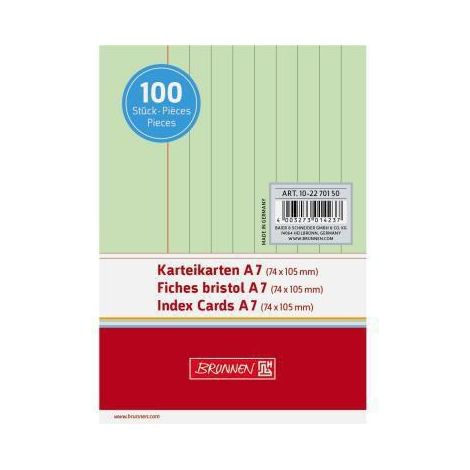 BRUNNEN Fiche 102270150 DIN A7 ligné gn 100 pcs/paquet